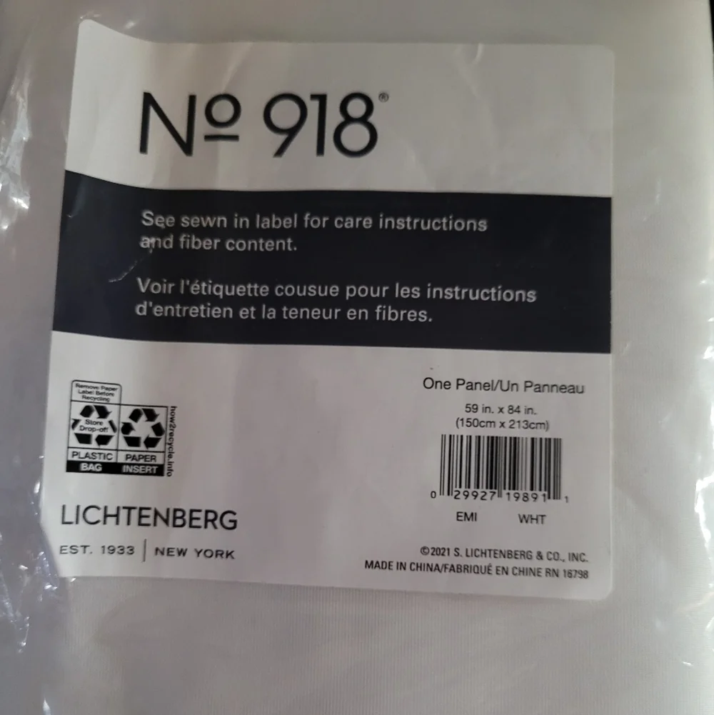 Kateswag Lichtenberg one panel white 59 x 84 Nwt